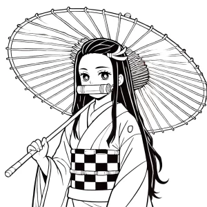 coloriage Nezuko educatif pour enfant