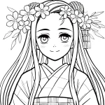 coloriage Nezuko educatif pour enfant