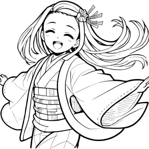 coloriage Nezuko a imprimer pour enfant de 4 ans