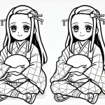 coloriage Nezuko en ligne pour enfant