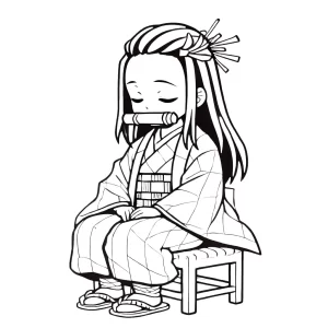coloriage Nezuko pour enfant de 10 ans