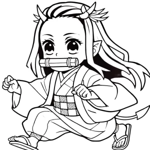 coloriage Nezuko pour enfant de 5 ans