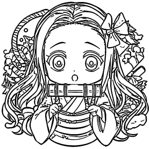 coloriage Nezuko pour bebe a imprimer