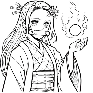 coloriage Nezuko pour enfants à imprimer