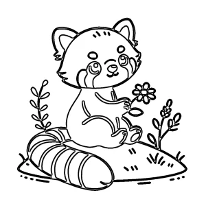 coloriage Panda Roux pour enfant de 8 ans