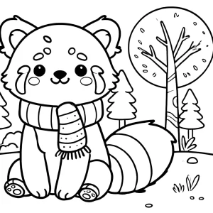 coloriage Panda Roux et decoupage