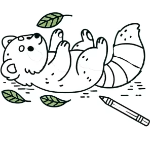 a imprimer coloriage Panda Roux gratuit