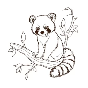 coloriage Panda Roux pour enfant de 7 ans