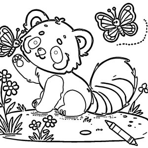 coloriage Panda Roux pour enfants à télécharger