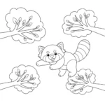 coloriage Panda Roux jouant dans les arbres à imprimer pdf gratuit