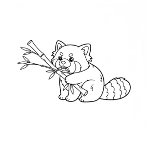 coloriage Panda Roux mangeant du bambou a dessiner et imprimer