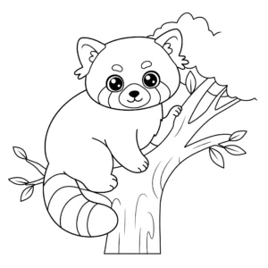 coloriage Panda roux dans un arbre pour enfant de à imprimer