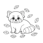 coloriage Panda roux et feuilles pour enfant de 4 ans