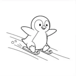 coloriage Pingouin Glissant sur la Glace à imprimer pour enfant de 4 ans