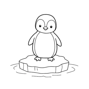 coloriage Pingouin sur un iceberg pour enfant gratuit