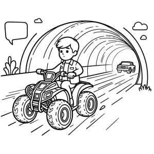 coloriage Quad à imprimer kawaii