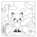 coloriage Renard dans la forêt pour enfant de 3 ans