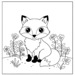 coloriage Renard et fleurs à imprimer pour enfant de 12 ans
