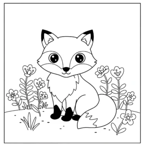 coloriage Renard et fleurs à imprimer pour enfant de 12 ans