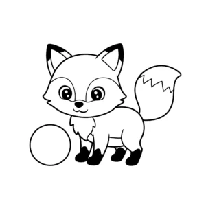 coloriage Renard et une balle pour enfant de 2 ans