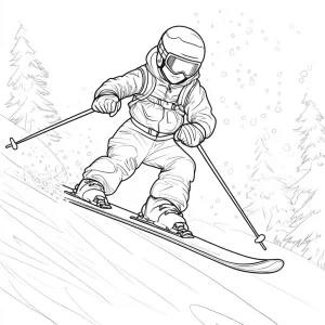 coloriage Ski à imprimer pour enfant de 3 ans