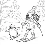 coloriage Ski à imprimer pour enfant de 9 ans