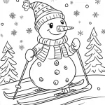 coloriage Ski et decoupage a imprimer gratuit