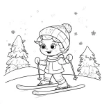 coloriage Ski pour enfant de 7 ans