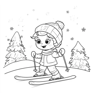 coloriage Ski pour enfant de 7 ans