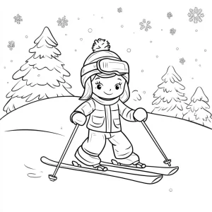 coloriage Ski à imprimer pour enfant de 9 ans