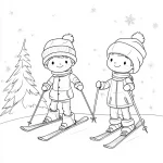 coloriage Ski pour enfants à imprimer