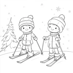 coloriage Ski pour enfants à imprimer
