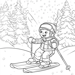 coloriage Ski pour enfant de 2 ans