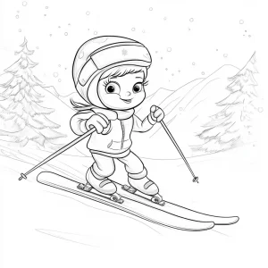 image de coloriage Ski pour enfant