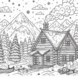coloriage Ski et découpage à imprimer