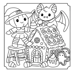 coloriage Spooky Cozy à imprimer pour enfant de 12 ans
