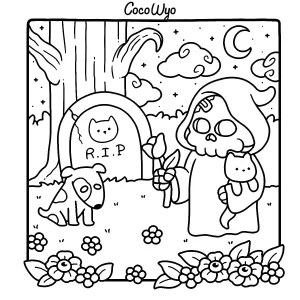 coloriage Spooky Cozy gratuit pour enfants