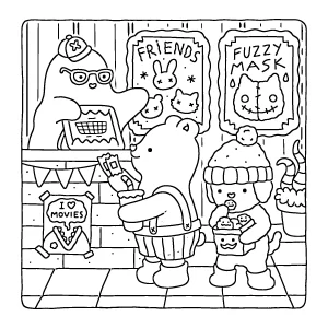 coloriage Spooky Cozy et découpage à imprimer