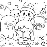 coloriage Spooky Cozy à imprimer pour enfant de 4 ans