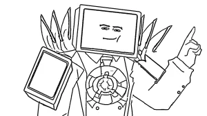coloriage TV Man et découpage à imprimer