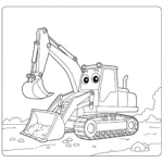 coloriage Tractopelle au travail à imprimer pour enfant de 6 ans