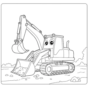 coloriage Tractopelle au travail à imprimer pour enfant de 6 ans