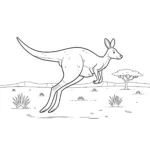 coloriage Un kangourou sautant dans le désert australien à imprimer pdf