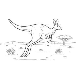 coloriage Un kangourou sautant dans le désert australien à imprimer pdf