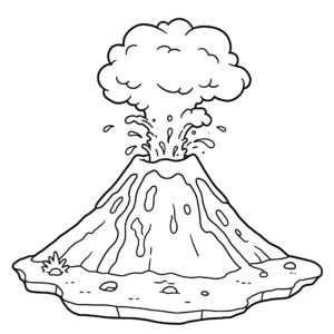 coloriage Un volcan en éruption pour enfant de 3 ans