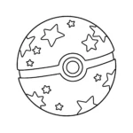 a imprimer coloriage Une Poké Ball avec des étoiles gratuit