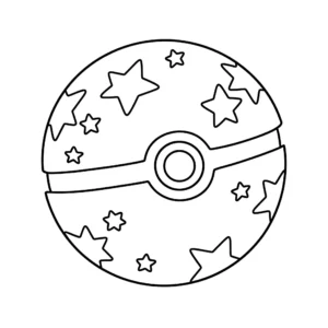 a imprimer coloriage Une Poké Ball avec des étoiles gratuit