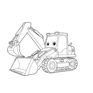 coloriage Une tractopelle amicale a imprimer