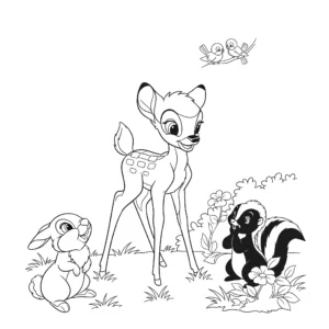 coloriage Bambi et ses amis de la forêt à imprimer pdf gratuit
