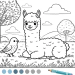 coloriage Alpaga pour enfant de à imprimer
